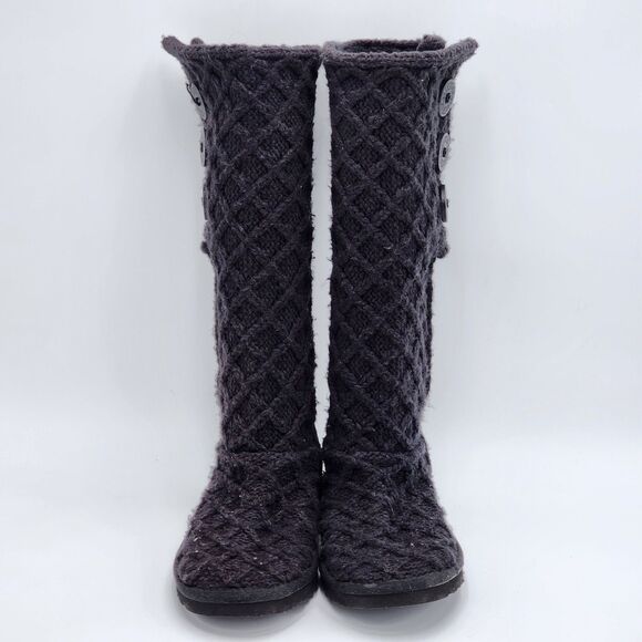 UGG Classic Cardy Knit Button Black Relaxed Boots in Size 6 - Picture 2 of 11